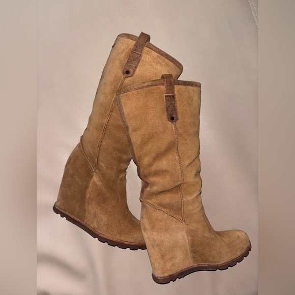 Womens UGG high heel platform suede warm boots - Picture 5 of 12